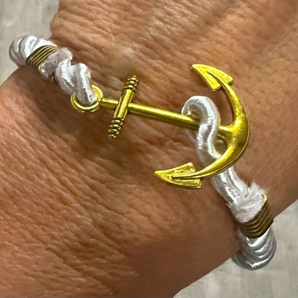 Boutique Nautical Gold, snd White anchor bracelet